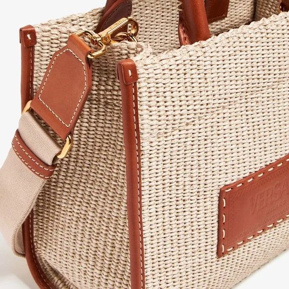 Versace Barocco Athena Woven Raffia tote bag